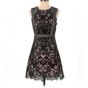 Aqua lace mini black cocktail dress, size S